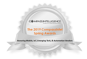 COMPASSIntelligence logo with text "The 2019 CompassIntel Spring Awards - Honoring Mobile, IoT, Emerging Tech, & Automation Vendors"