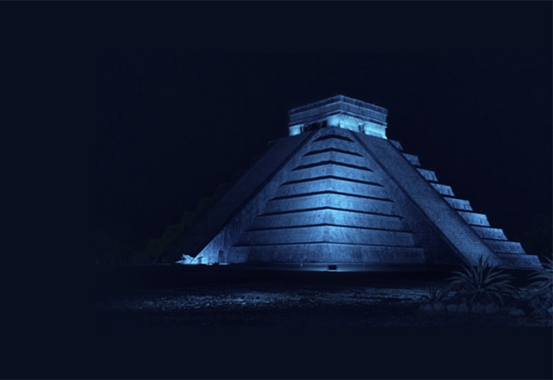 Decoration image with pyramid for event location in Mexico