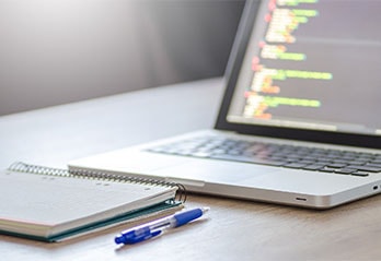 PC, pen and blocknote