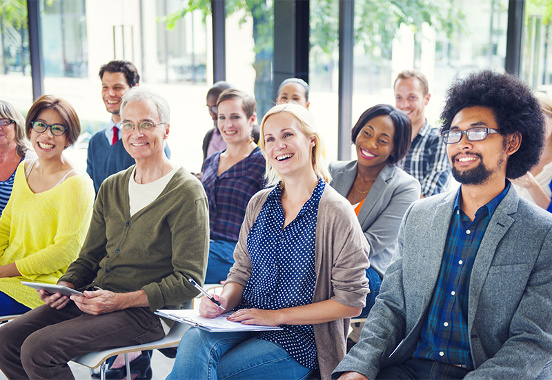 Cheerful mixed audience