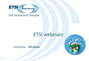 Webinar slide with ETSI logo and image of globe