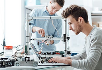 Students in laboratory with PC and equipement