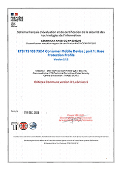 Certificate ANSSI CC PP 2023 02 press release