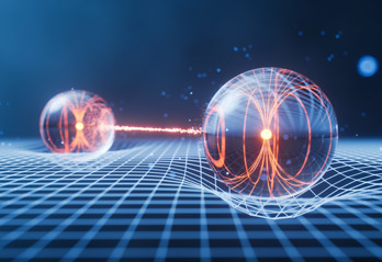 3D illustration of quantum entanglement