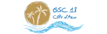 Logo of GSC meeting number 18 at Cote D'Azur showing 2 palm trees in a golden cirlce