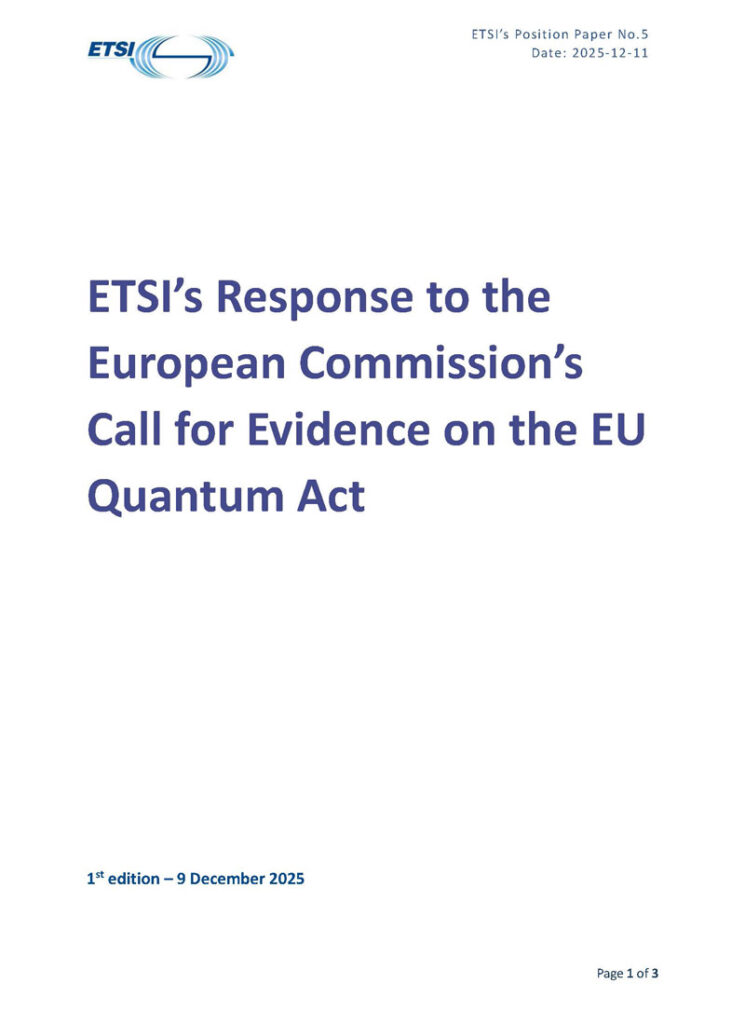 Cover of the ETSI Position Paper No5