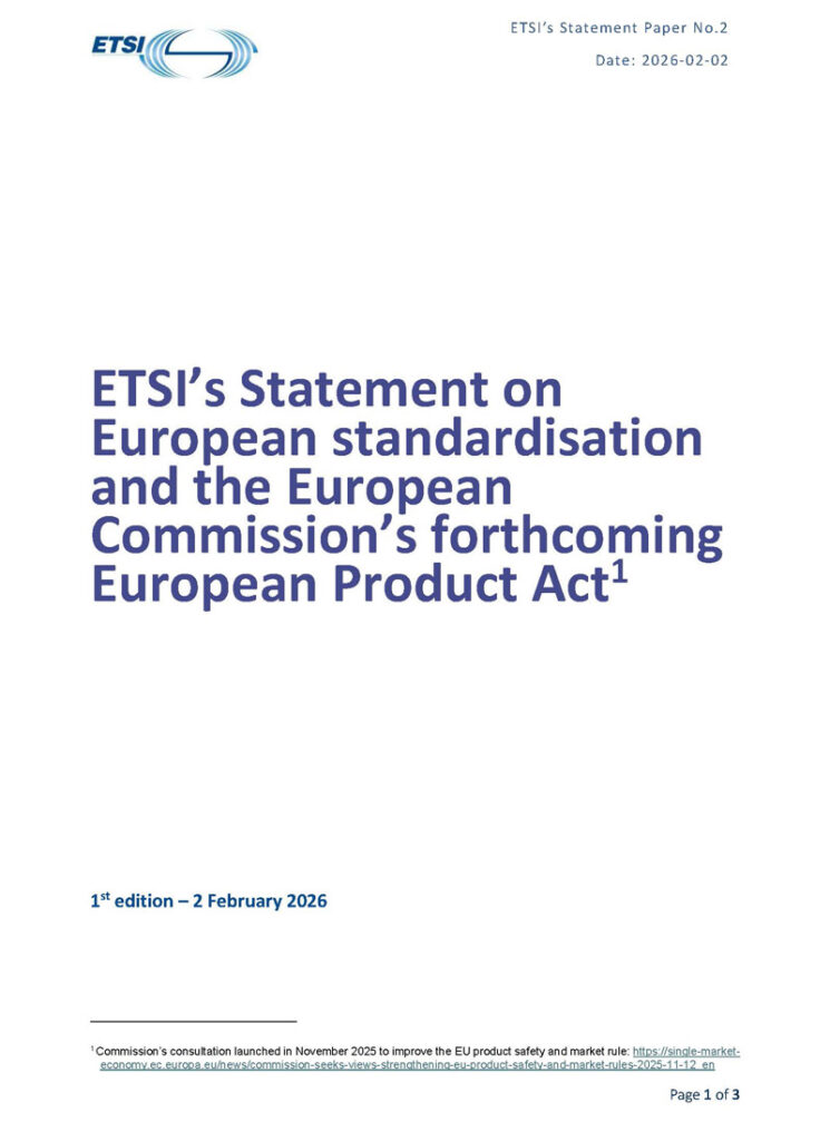 Cover of the ETSI Statement Paper No2