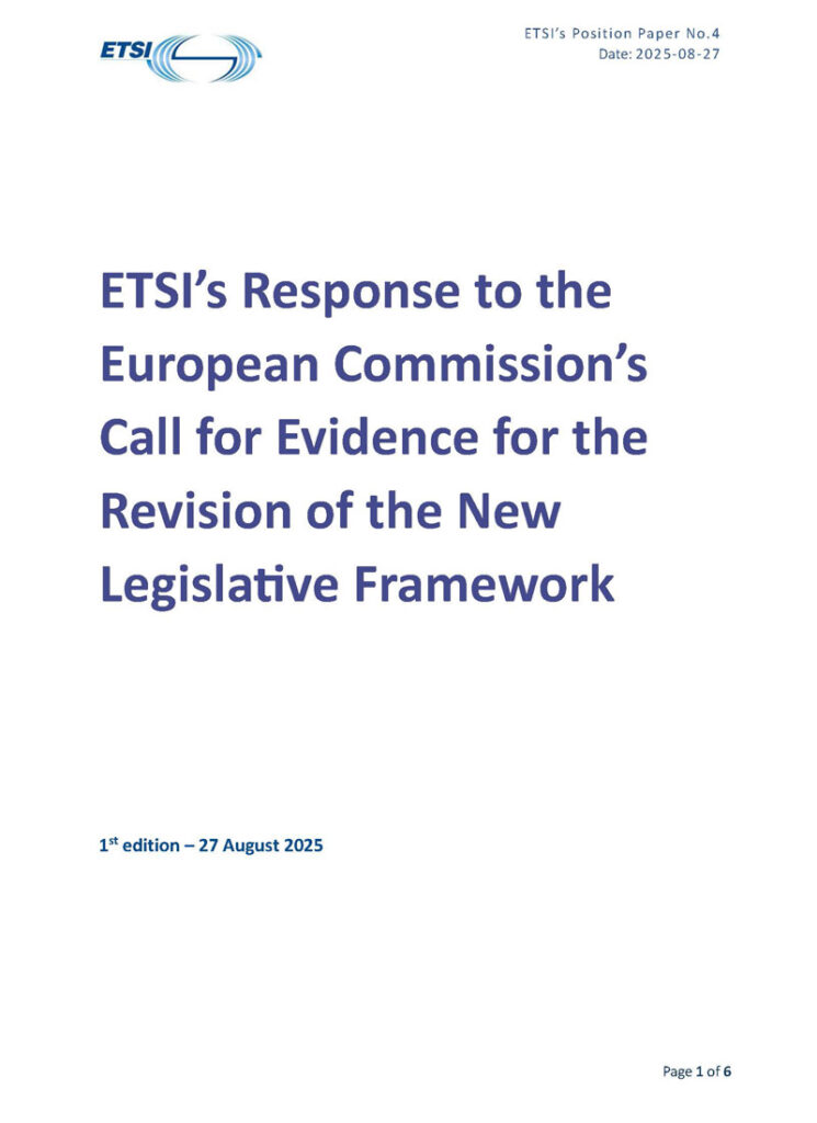 Cover of the ETSI Position Paper No4