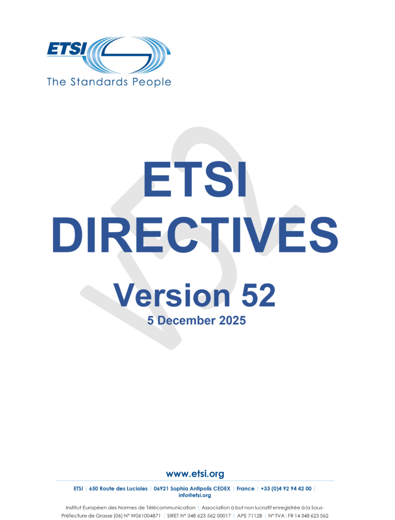 Cover ETSI Directives Version 52 December 2025