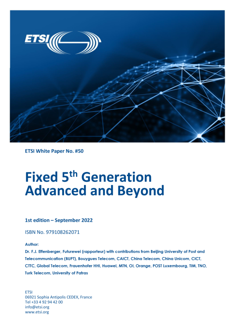 Cover White Paper n°50: Fixed 5th Generation Advanced and Beyond