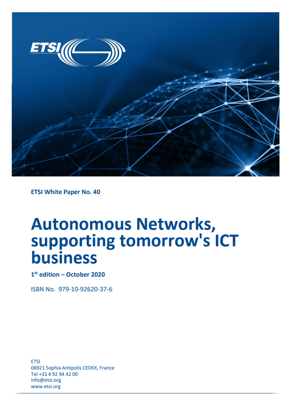 Cover WP40: Autonomous Networks, supporting tomorrow's ICT business