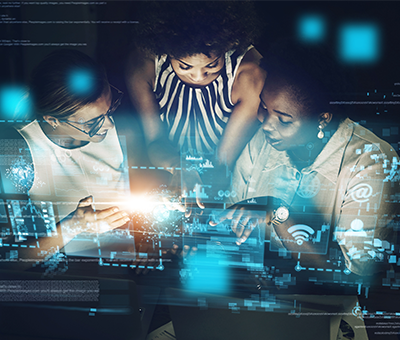 Group of female developers code