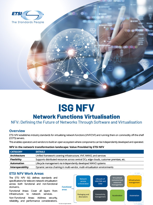 Cover flyer ETSI ISG NFV Network Functions Virtualisation