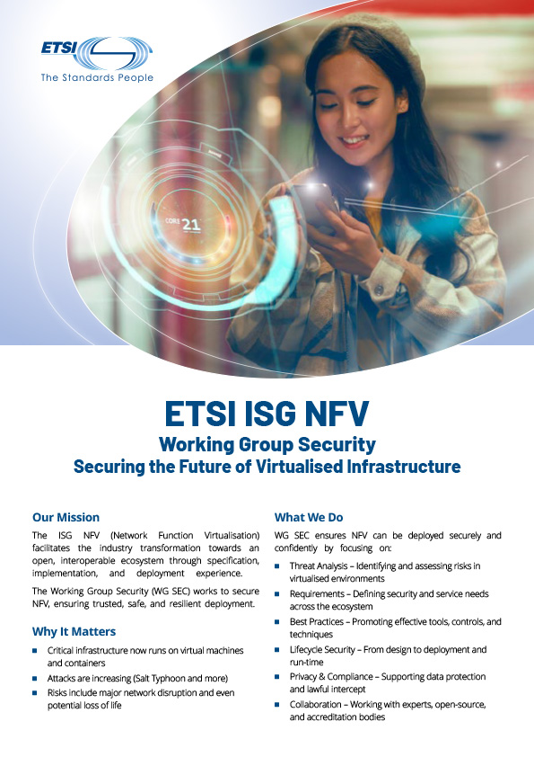 Cover flyer ETSI ISG NFV Network Functions Virtualisation Working group security