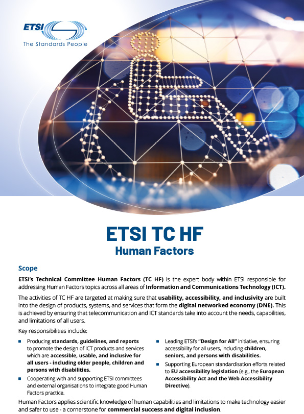 Cover flyer ETSI TC HF Human Factors