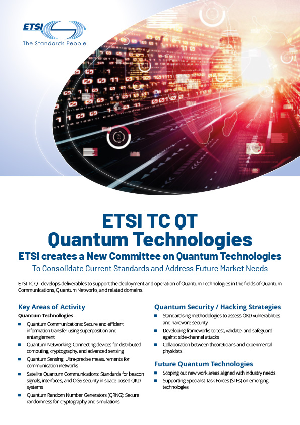 Cover flyer ETSI TC QT Quantum Technologies