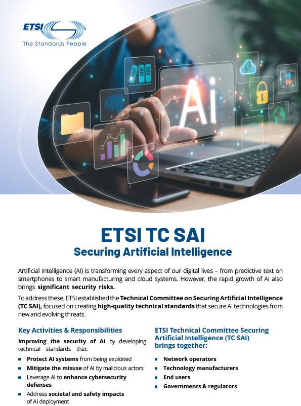 Cover flyer ETSI TC SAI Securing Artificial Intelligence