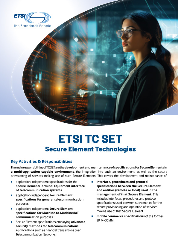 Cover flyer ETSI TC SET Secure Element Technologies
